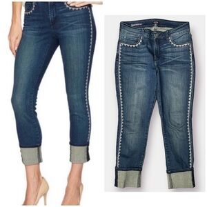 NEW NYDJ Alina Wide Cuff Ankle Embroidered Size 8 Petite